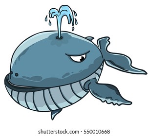 Cartoon whale with spray