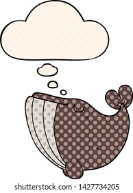 ballena de dibujos animados con burbuja de pensamientos en el estilo de un libro de historietas