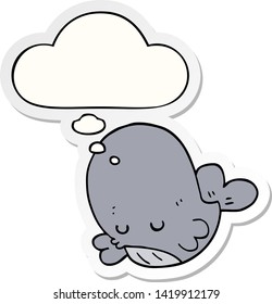 cartoon whale with thought bubble as a printed sticker