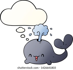 cartoon whale with thought bubble in smooth gradient style