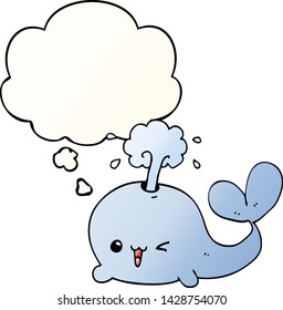 cartoon whale with thought bubble in smooth gradient style
