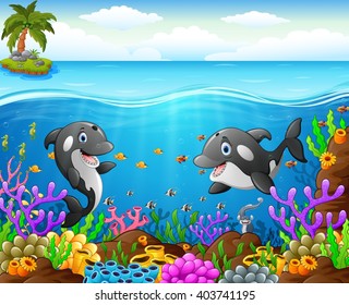 cartoon whale under the sea