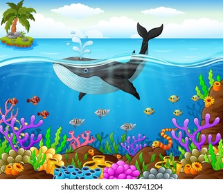 cartoon whale under the sea