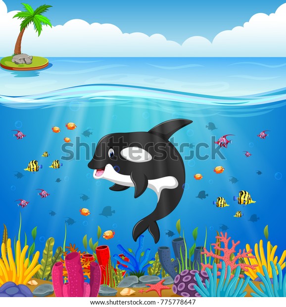 Cartoon Whale Under Sea Stock Vector Royalty Free