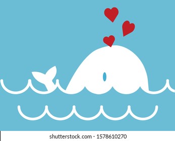 Cartoon whale vector illustration for poster,greeting card,banner,t-shirt.