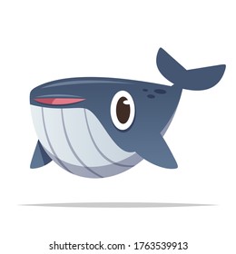 Cartoon whale vector isolated illustration