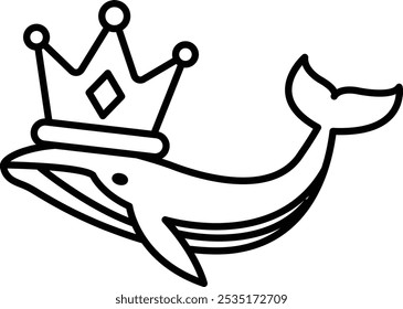 A cartoon whale wearing a crown