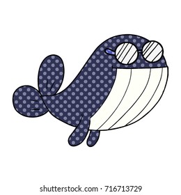cartoon whale wearing spectacles