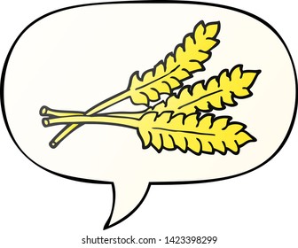 cartoon wheat with speech bubble in smooth gradient style