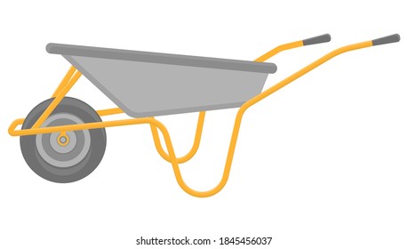 Cartoon wheelbarrow icon isolated on white background. Gardening tool. Vector illustration in cartoon style for your design.