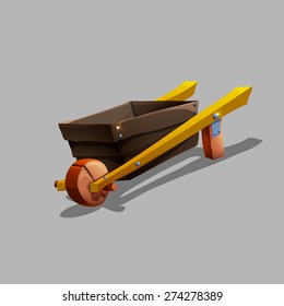 Cartoon Wheelbarrow. Vector Illustrations.