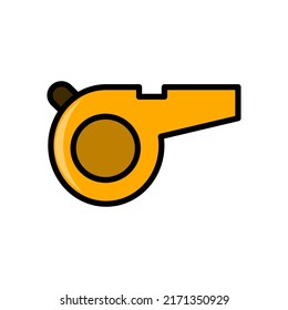 Cartoon whistle icon illustration isolated on white background. Line art color style icon.