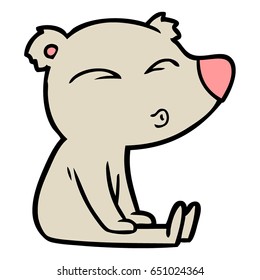 cartoon whistling bear sitting