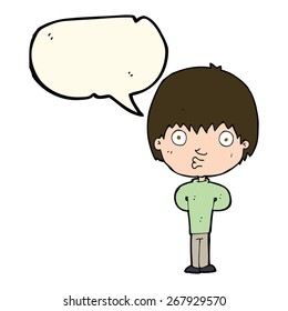 cartoon whistling boy with speech bubble