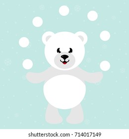 cartoon white bear with snowball