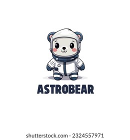 cartoon white bear wearing astronaut suit. astronaut bear mascot logo vector illustration