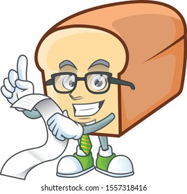 Cartoon of white bread in character holding bill.