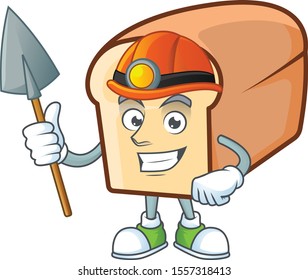 Cartoon of white bread in character miner.