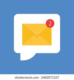 cartoon white bubble with email notice. flat simple style trend modern edm e-mail logotype graphic design isolated on blue background. concept of you've