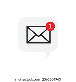 Cartoon white bubble with email notice. flat simple style trend modern edm e-mail logotype graphic design isolated. concept of you've got mail and full inbox or mailbox buble symbol