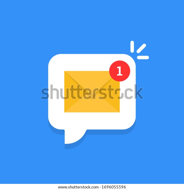 cartoon white bubble with email notice. flat\
simple style trend modern edm e-mail logotype graphic design\
isolated on blue background. concept of you\'ve got mail and full\
inbox or mailbox buble\
symbol
