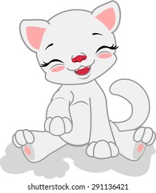 Cartoon white cat.