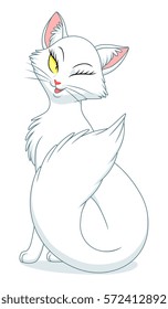 Cartoon white cat