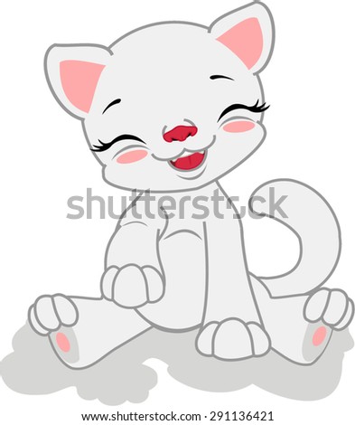 Cartoon white cat.