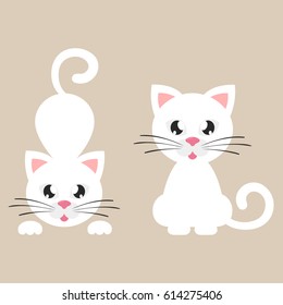 cartoon white cat set