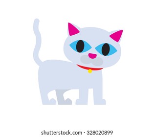 cartoon white cat vector