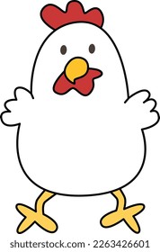 cartoon white chicken very cute