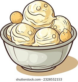 Caricatura Chocolate blanco Macadamia Nuez Crema de hielo, vector, ilustrador