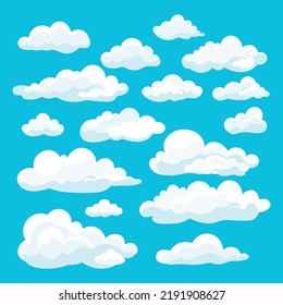 cartoon white clouds icon set isolated