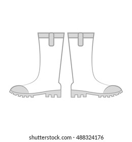 Cartoon white color rubber autumn boots, isolated vector on the white background