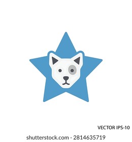 Cartoon white dog face on star
