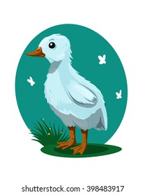 Cartoon white duckling. Vector