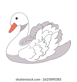 Desenho Animado Branco Elegante Swan Digital Vetores Ilustração