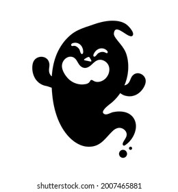 A cartoon white evil ghost that has fun haunting people on Halloween.