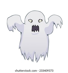 Cartoon white ghost isolated