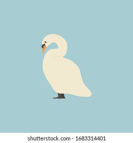 Cartoon white goose. Cute Cartoon white goose, Vector illustration on a white background. Drawing for children.