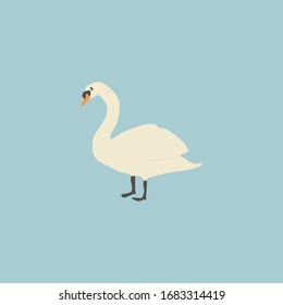 Cartoon white goose. Cute Cartoon white goose, Vector illustration on a white background. Drawing for children.