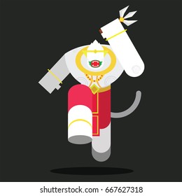 cartoon white monkey of Thai in Ramayana vector graphic design 