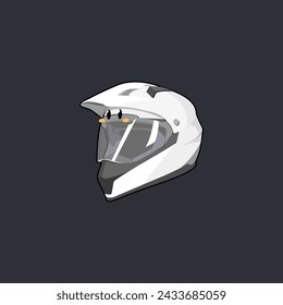 cartoon white motorbike helmet ready to ride