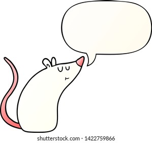 cartoon white mouse with speech bubble in smooth gradient style
