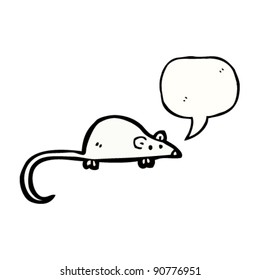 ratón blanco de dibujos animados con burbuja de habla