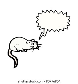 ratón blanco de dibujos animados con burbuja de habla