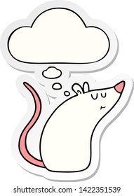 cartoon white mouse with thought bubble as a printed sticker