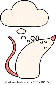 cartoon white mouse with thought bubble in comic book style