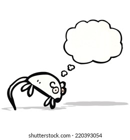 cartoon white mouse with thought bubble