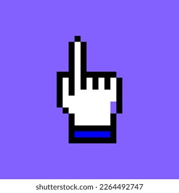 Cartoon White Pixel Computer Cursor Hand UI Element Technology Pc Concept Flat Design Style. Vector illustration